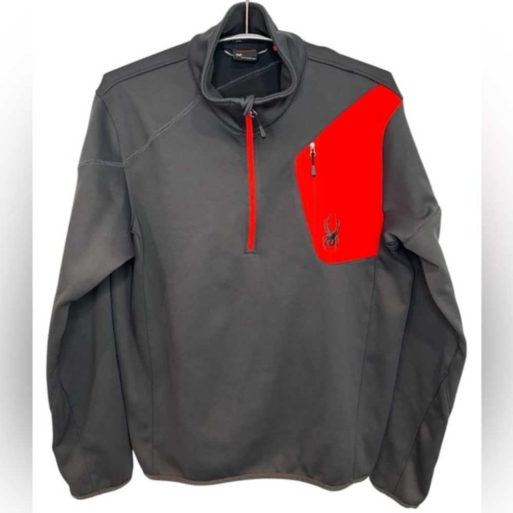 Spyder Bandit Gray and Red Performance Jacket with High Collar, Mens Size L